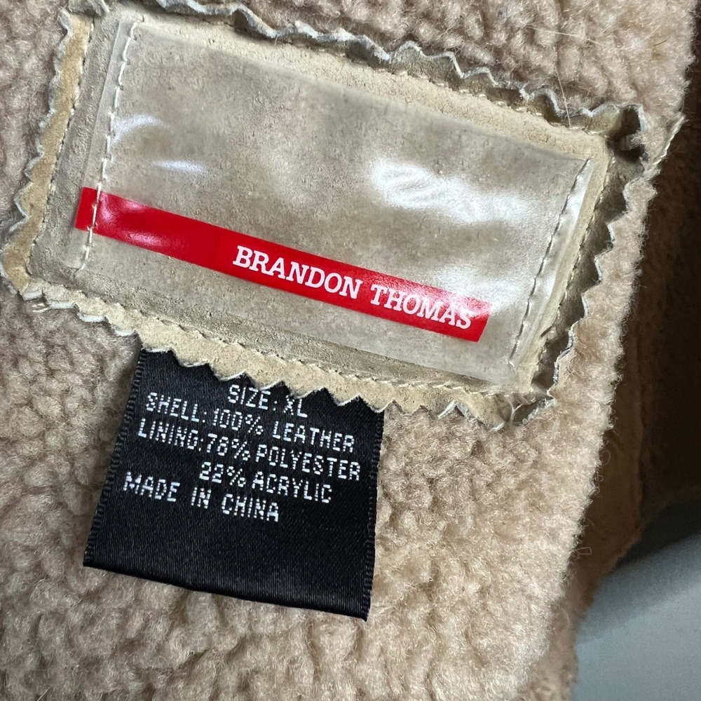 Brandon Thomas Y2K Leather Suede Jacket‎ Womens Sz XL Faux Sherpa Lined Longline - Picture 2 of 10